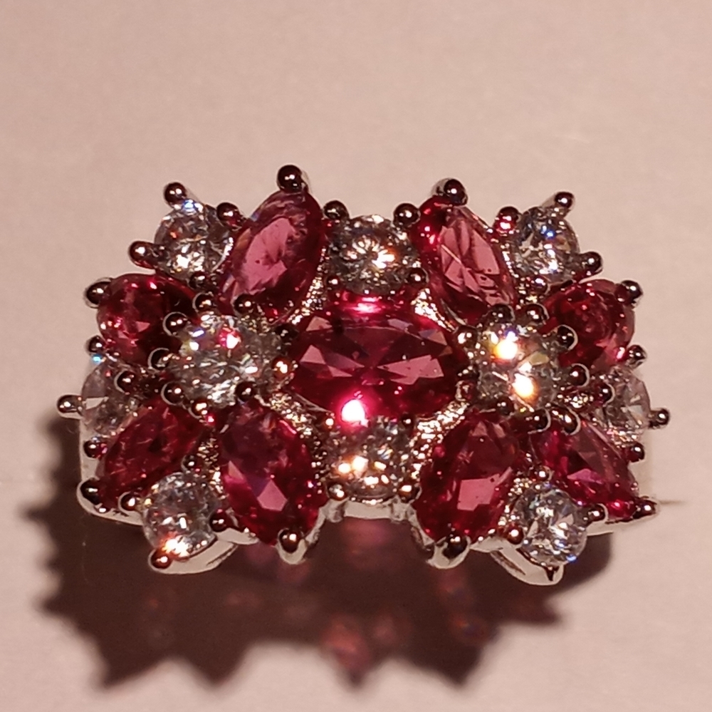 Ruby And Cubic Silver Ring - image 8